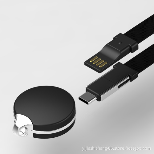 OEM Customized Design Promotion Gift Cable Neck Strap Lanyard Type C USB Flat Measure Ruler Charging Data Cable for Samsung